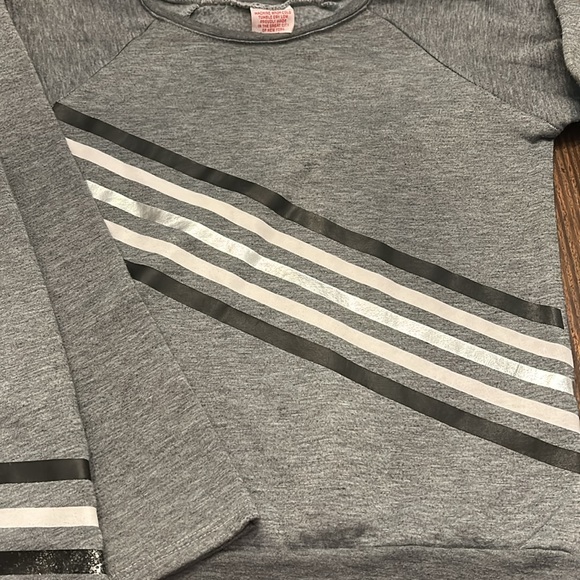 Firehouse Matching Sweatsuit Gray Metallic Stripes Girls Medium EUC - Picture 3 of 6